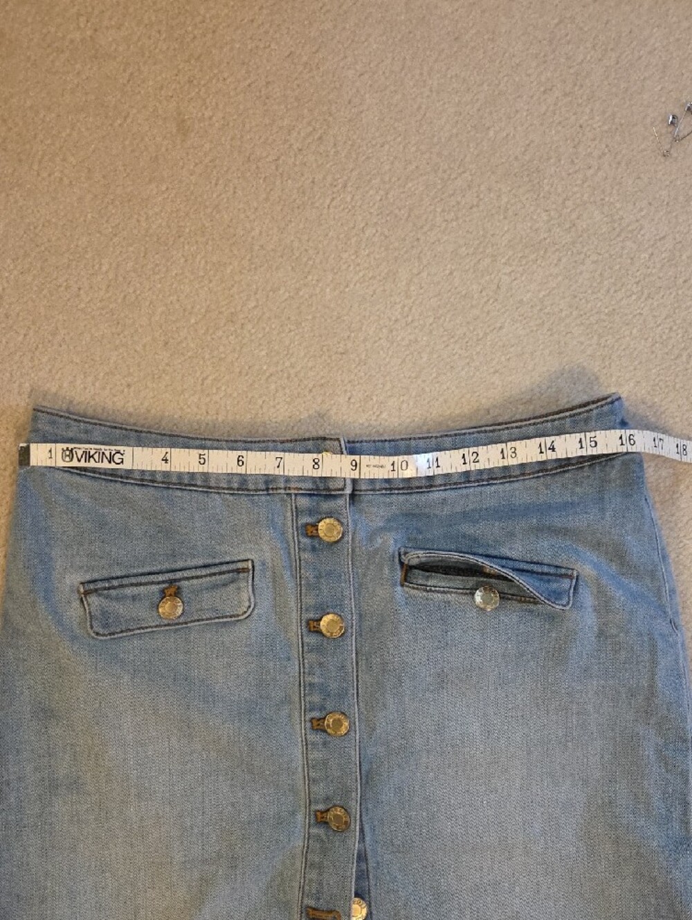 Light Blue Denim Button-Front Skirt - Picture 6 of 8